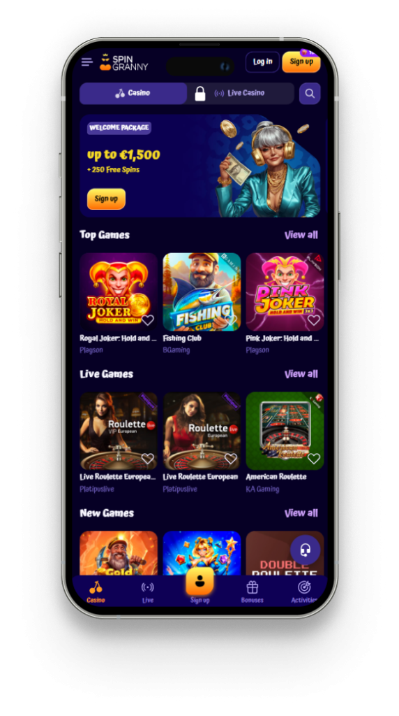 Spingranny Casino Login Get 1500€ + 250 free spins for registering